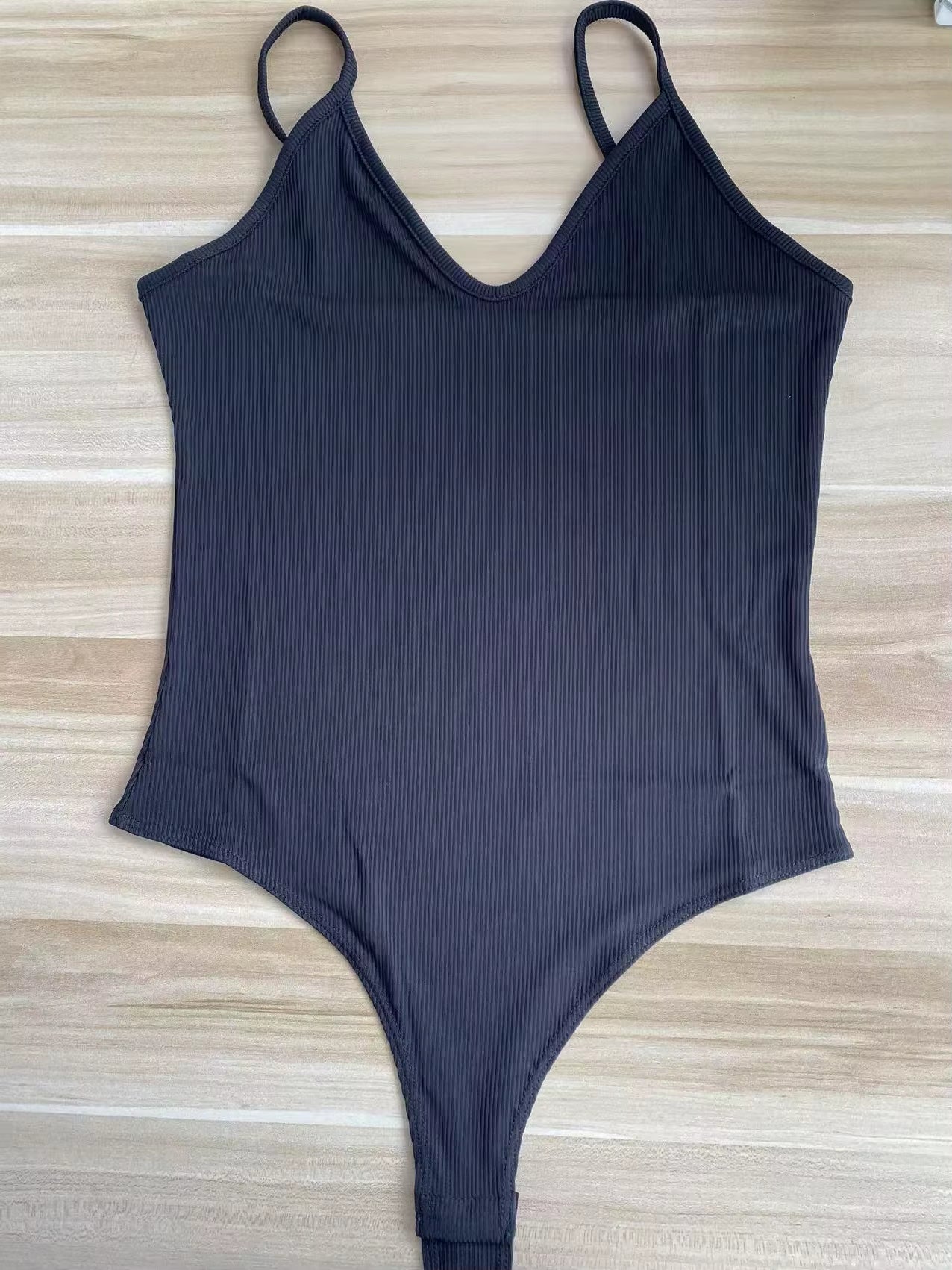 Elegant Bodysuit for Women Summer Tops 2023 Spaghetti Strap Sleeveless Body Suit Women'S Bodycon Black White One Piece Outfits