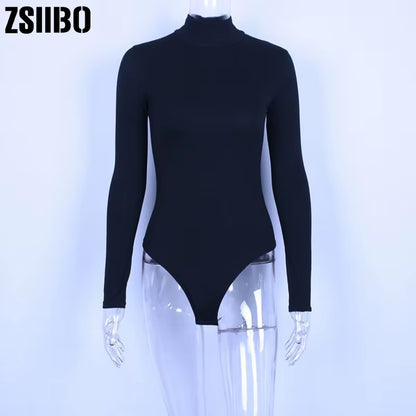 Women Sexy Bodysuit Long Sleeve Size Erotic Female Mock Neck Warm Clothe Slim Fit Fashion Solid Costume Sexy Streetwear Be It