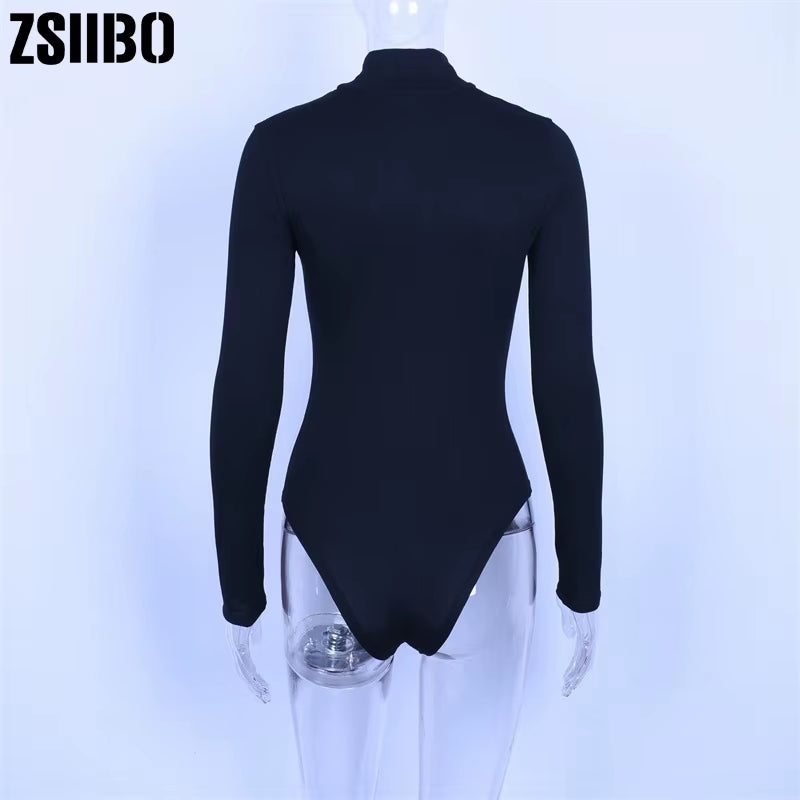 Women Sexy Bodysuit Long Sleeve Size Erotic Female Mock Neck Warm Clothe Slim Fit Fashion Solid Costume Sexy Streetwear Be It