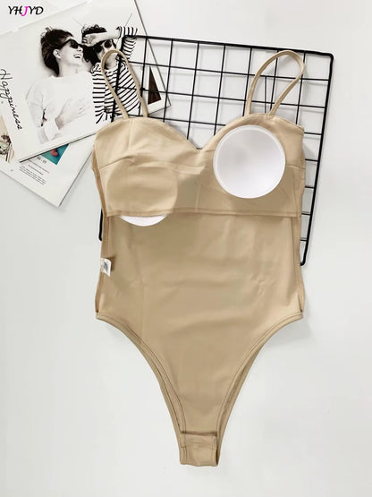 Elegant Bodysuit for Women Summer Tops 2023 Spaghetti Strap Sleeveless Body Suit Women'S Bodycon Black White One Piece Outfits